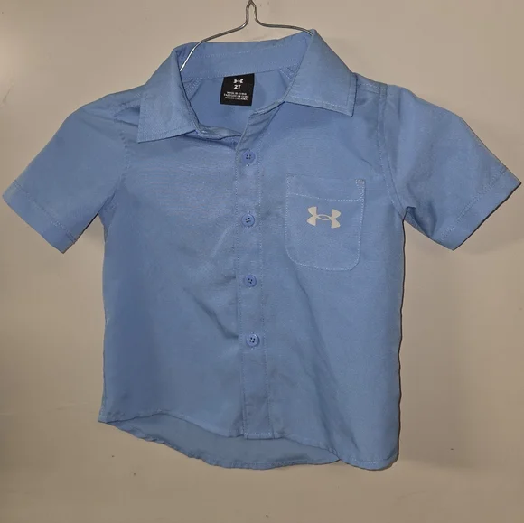 Under Armour Kids Light Blue Button Down Shirt - Picture 2 of 4